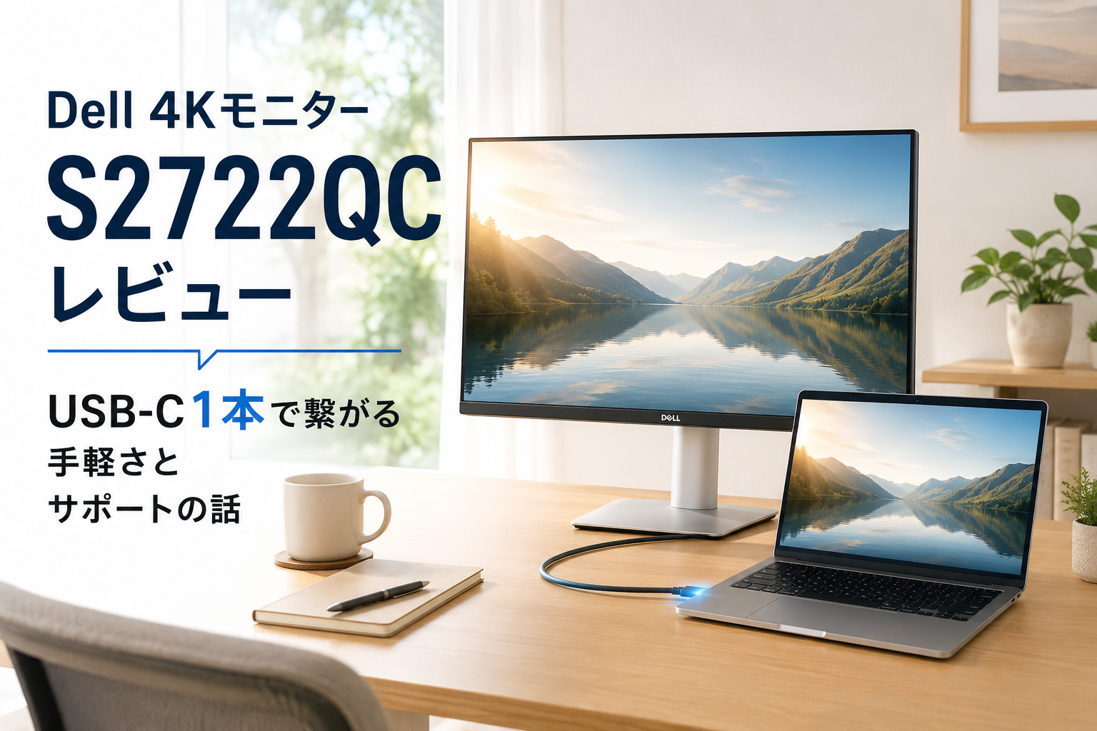 Dell 4Kモニター S2722QCレビュー|USB-C1本で繋がる手軽さとサポートの話